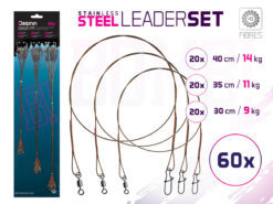 Набір стальних поводків 60шт BOMB 30 35 40cm / 9 11 14kg / 49 волокон