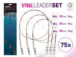 Набір стальних поводків 75шт BOMB 20 30 40cm / 9kg / 7 волокон