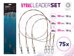 Набір стальних поводків 75шт BOMB 20 30 40cm / 12kg / 7 волокон