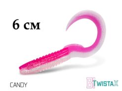 Силіконовий їстівний твістер Delphin TwistaX Eeltail UVs 6cm/5шт CANDY
